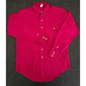 Vintage Malco Modes Mens Western Pearl Snap Shirt Dark Red Made in USA XL 17-35